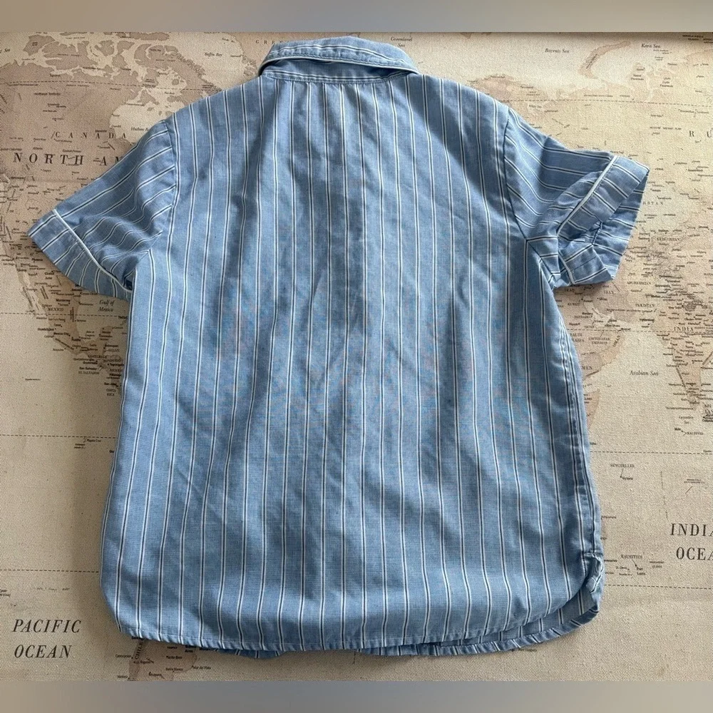 Gap 100% Recycled Striped PJ Set | Size 8 Unisex Color Blue stripe